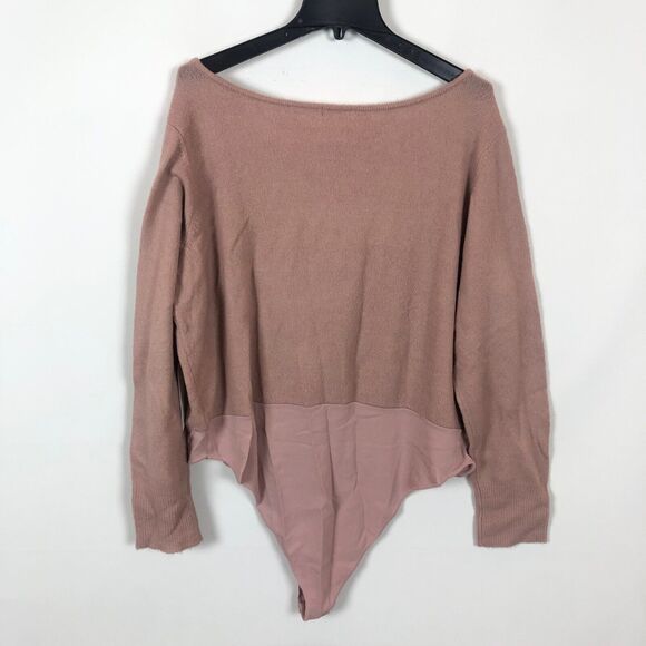 NWT Leith Long Sleeve Square Neck Sweater Bodysuit Pink Adobe Women's Plus 3X - Picture 4 of 5